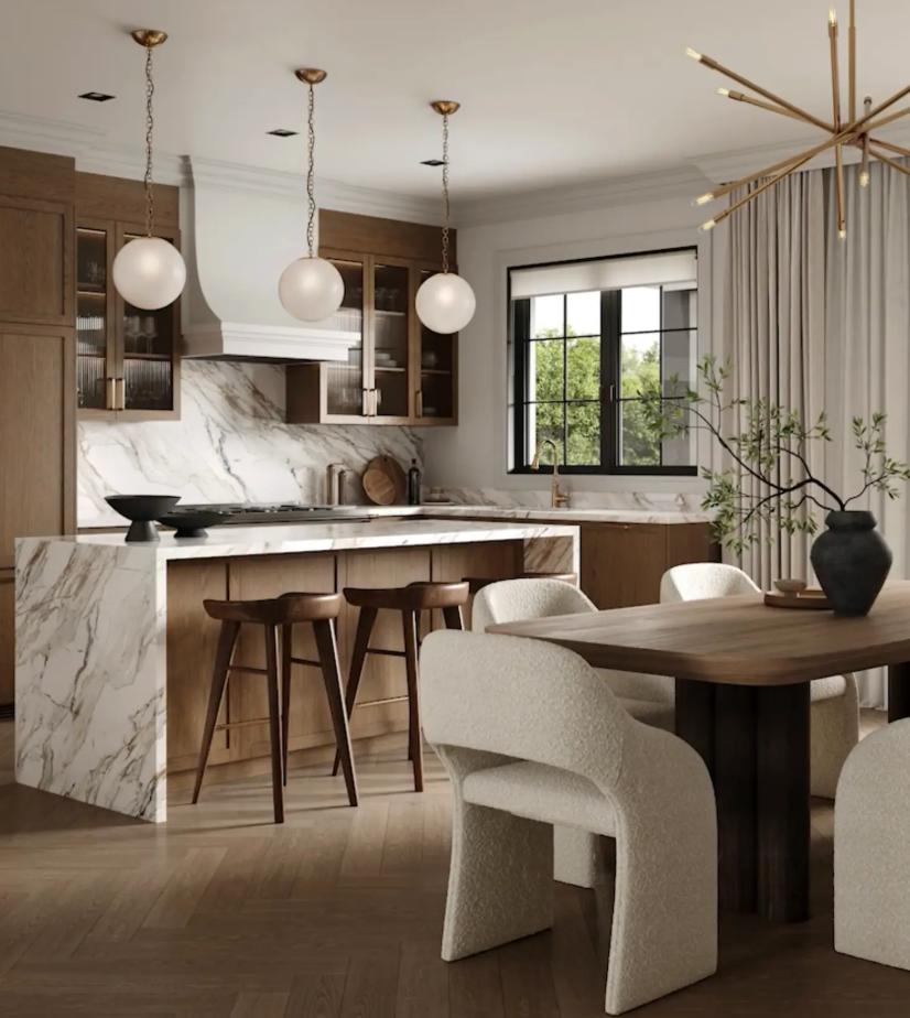 Winding Walk Caledon designer kitchen with marble island and modern finishes